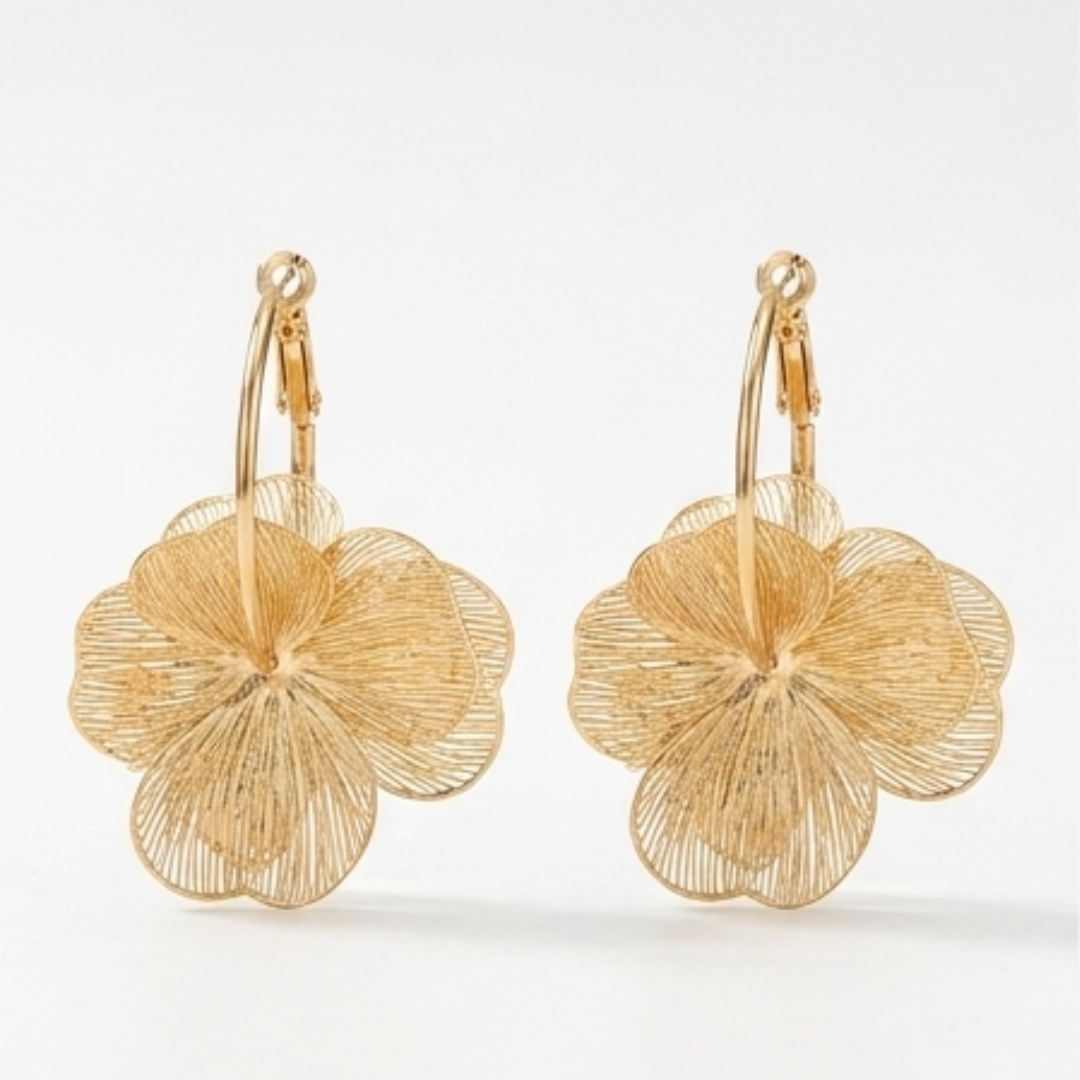 Pendientes Mujer de pétalos dorados de Diseño