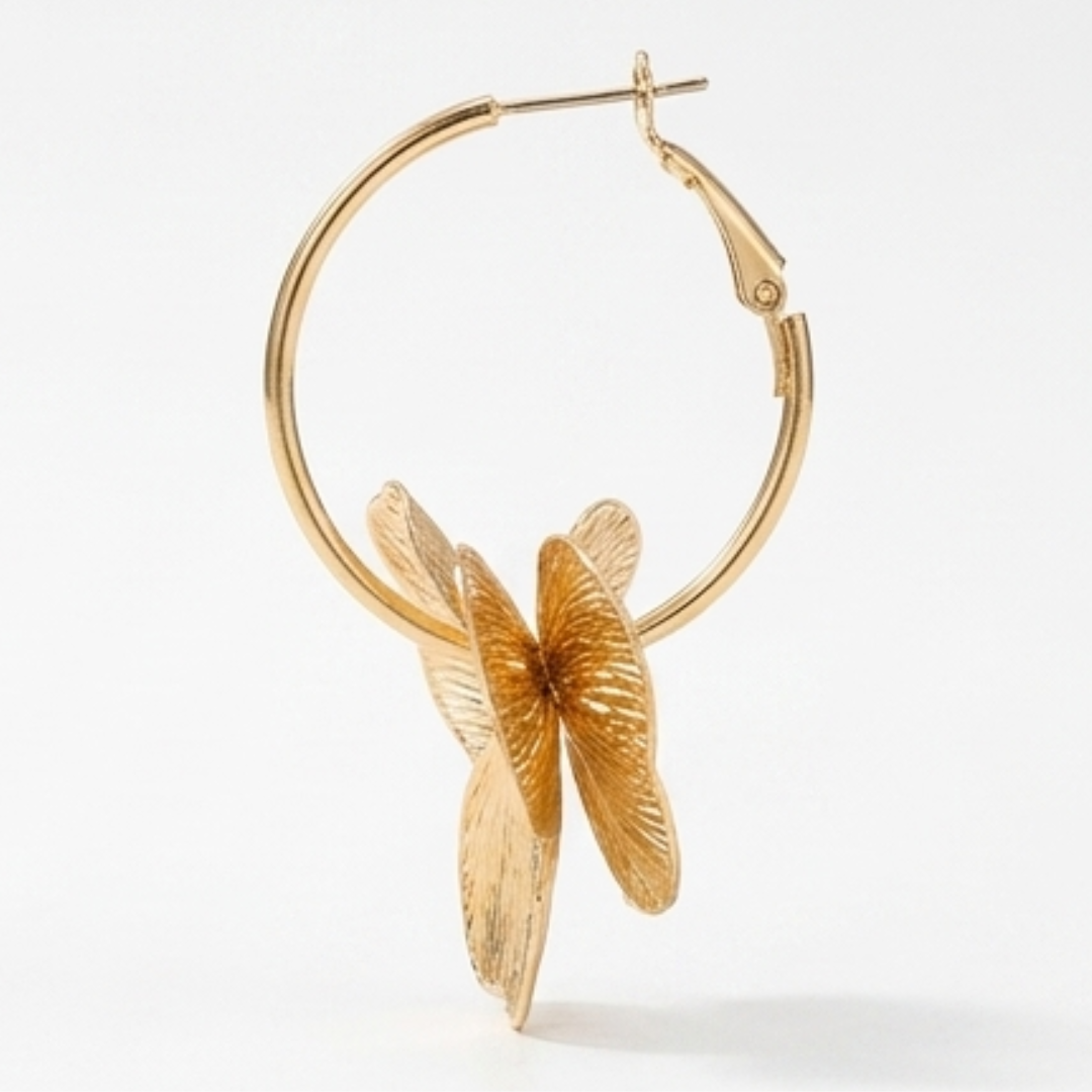 Pendientes Mujer de pétalos dorados de Diseño