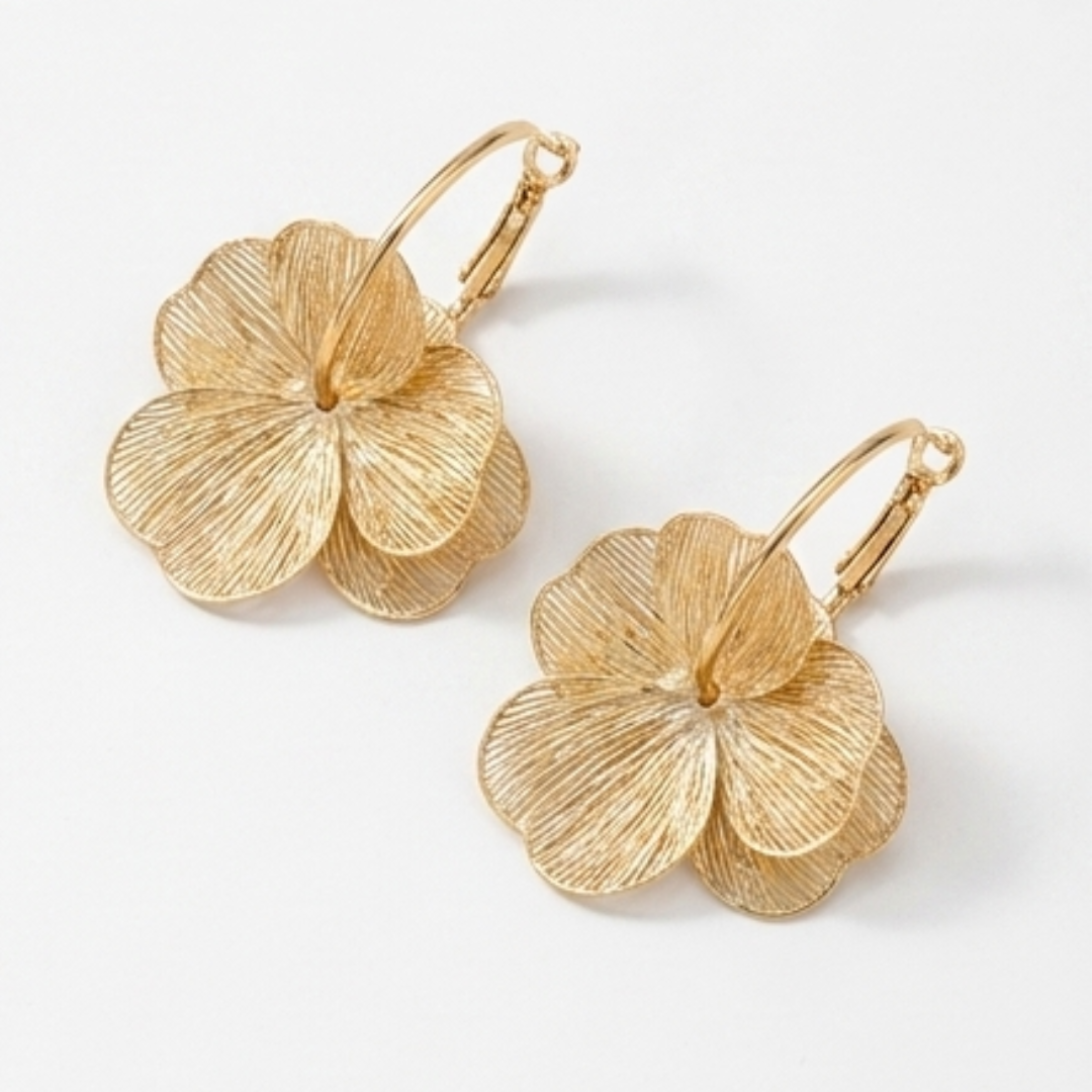 Pendientes Mujer de pétalos dorados de Diseño